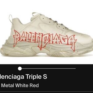 BALENCIAGA TRIPLE S Beige Sneakers with Red and Black Accents